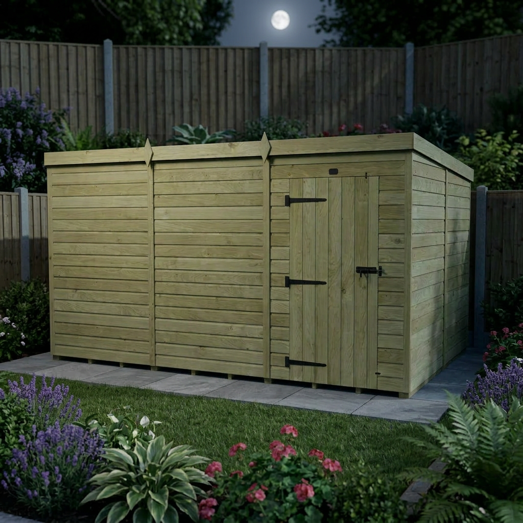 12 x 8 Pent Shed (Single Door, No Windows) - view 5