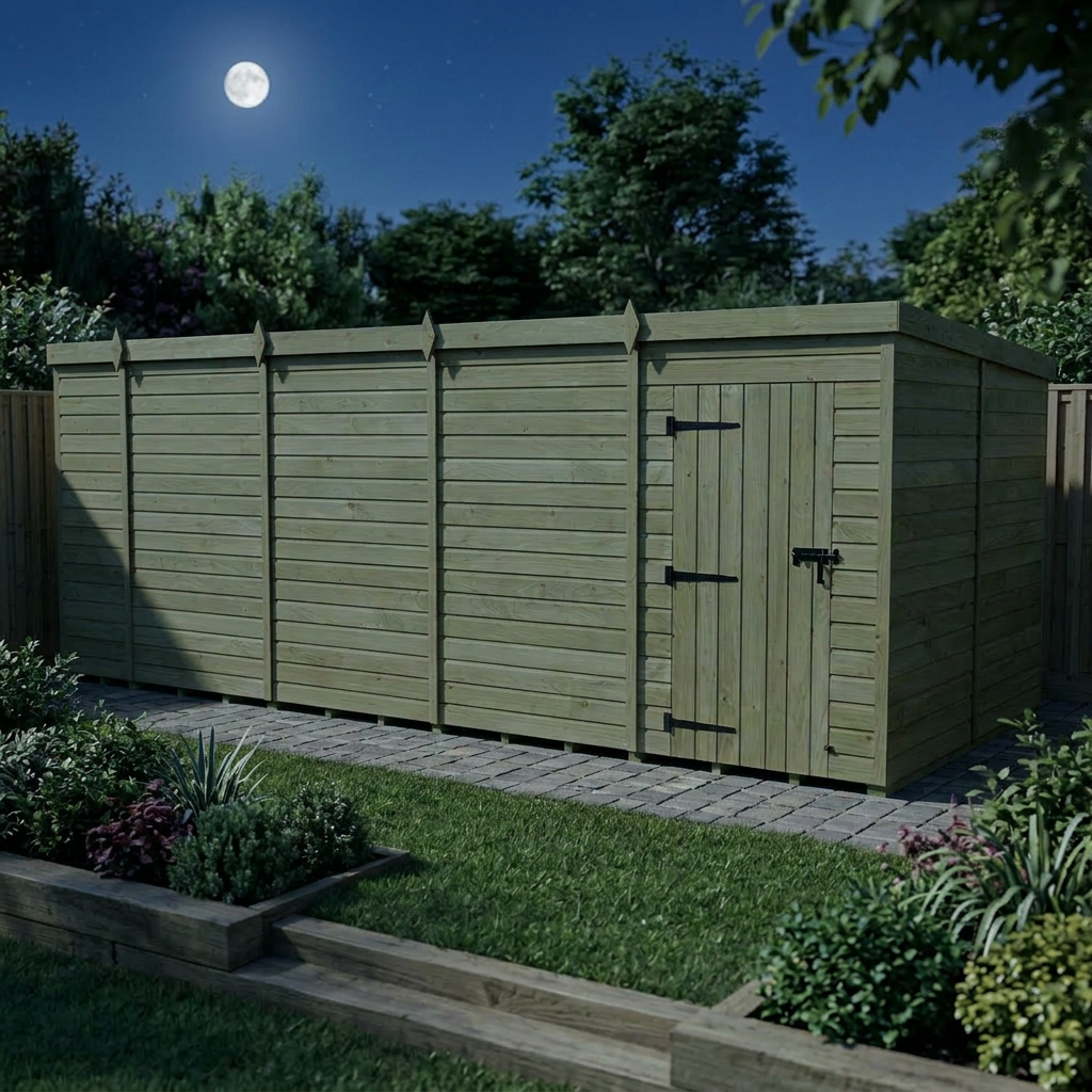 18 x 8 Pent Shed (Single Door, No Windows) - view 6