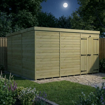 12 x 10 Pent Shed (Double Door, No Windows) - view 4