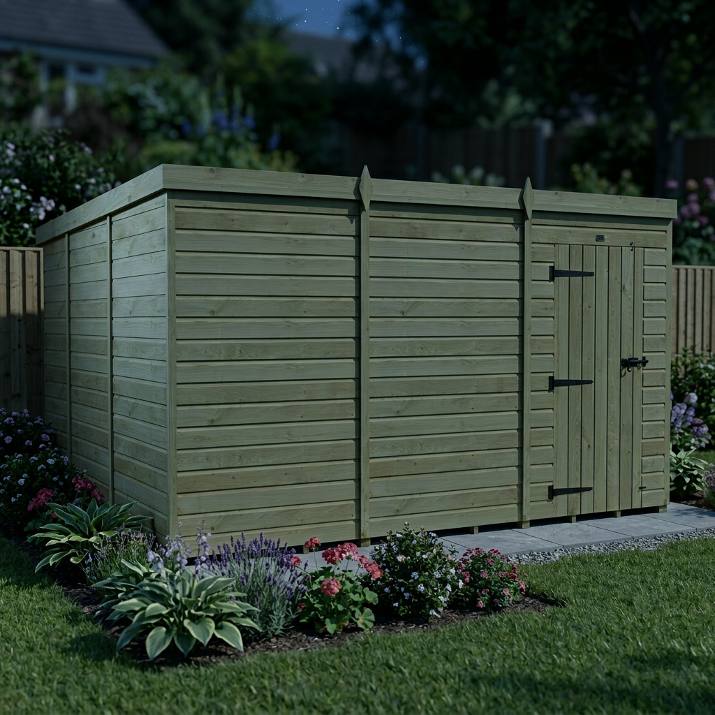 12 x 10 Pent Shed (Single Door, No Windows) - view 5
