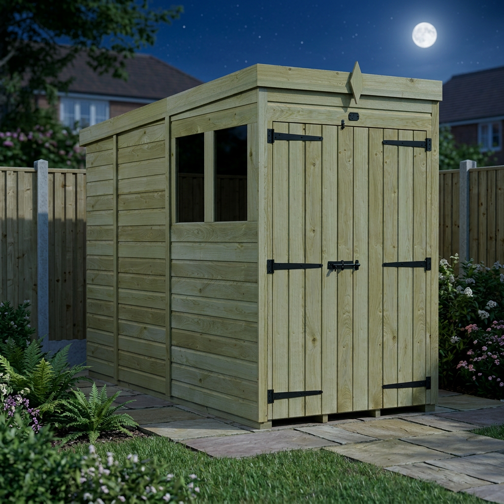 4 x 9 Pent Shed (Double Door, With Windows) - view 5