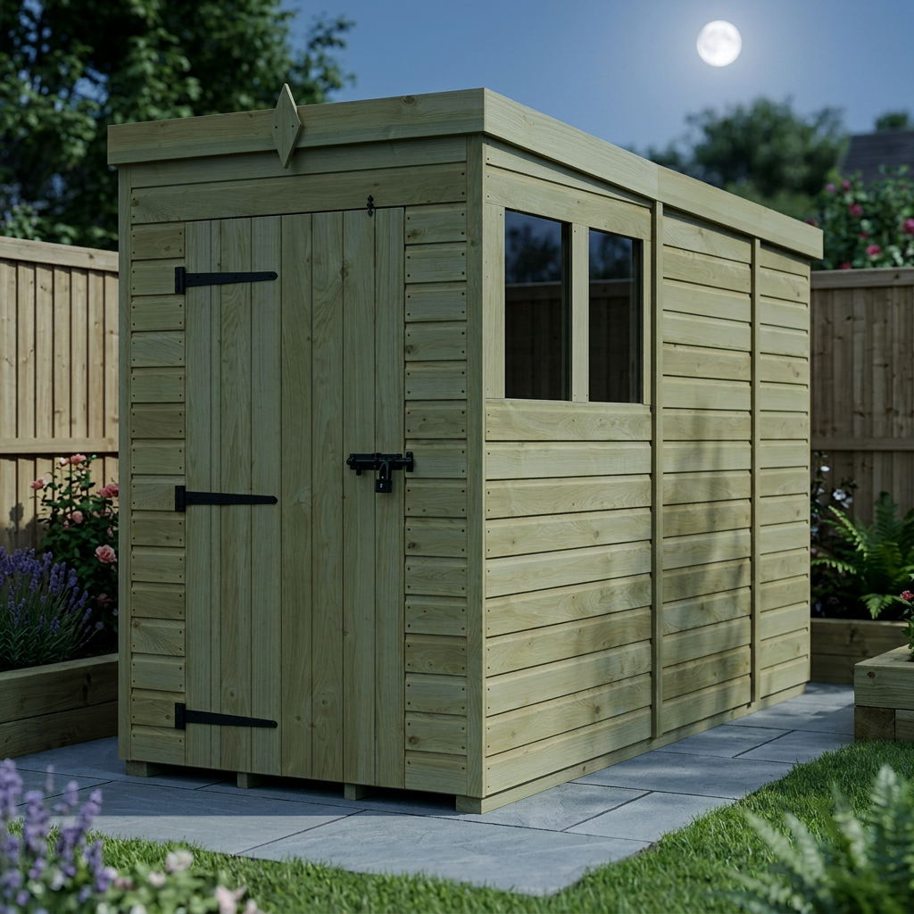 4 x 9 Pent Shed (Single Door, With Windows) - view 5