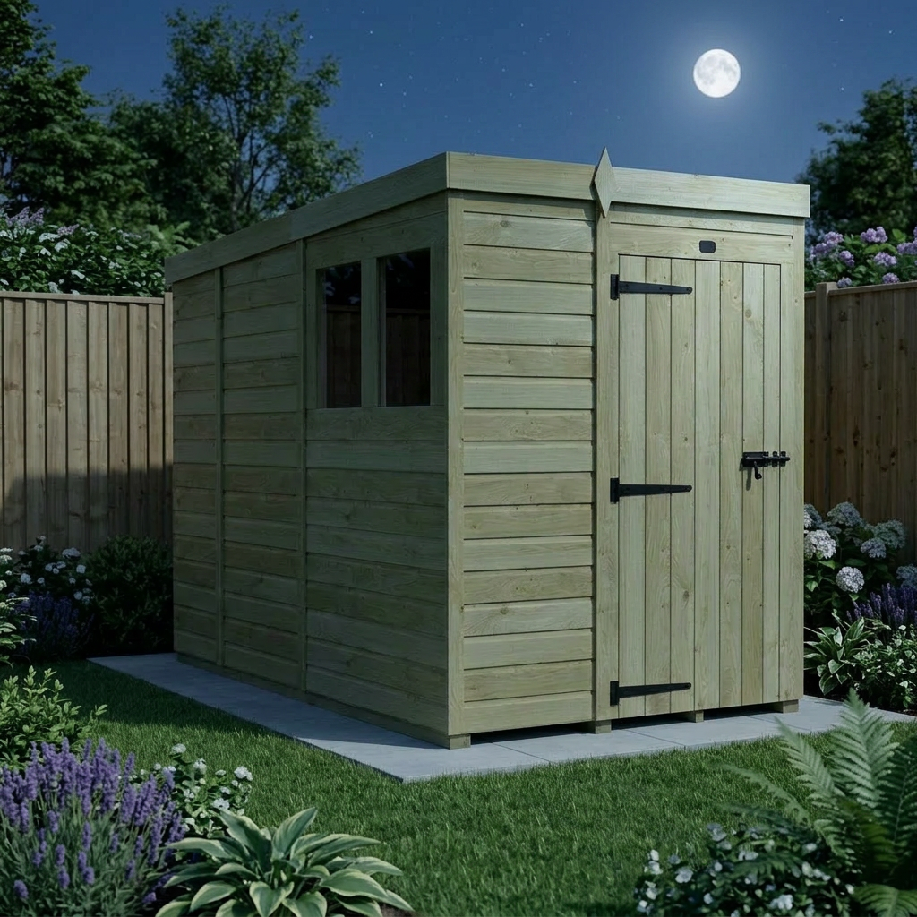 5 x 9 Pent Shed (Single Door, With Windows) - view 5