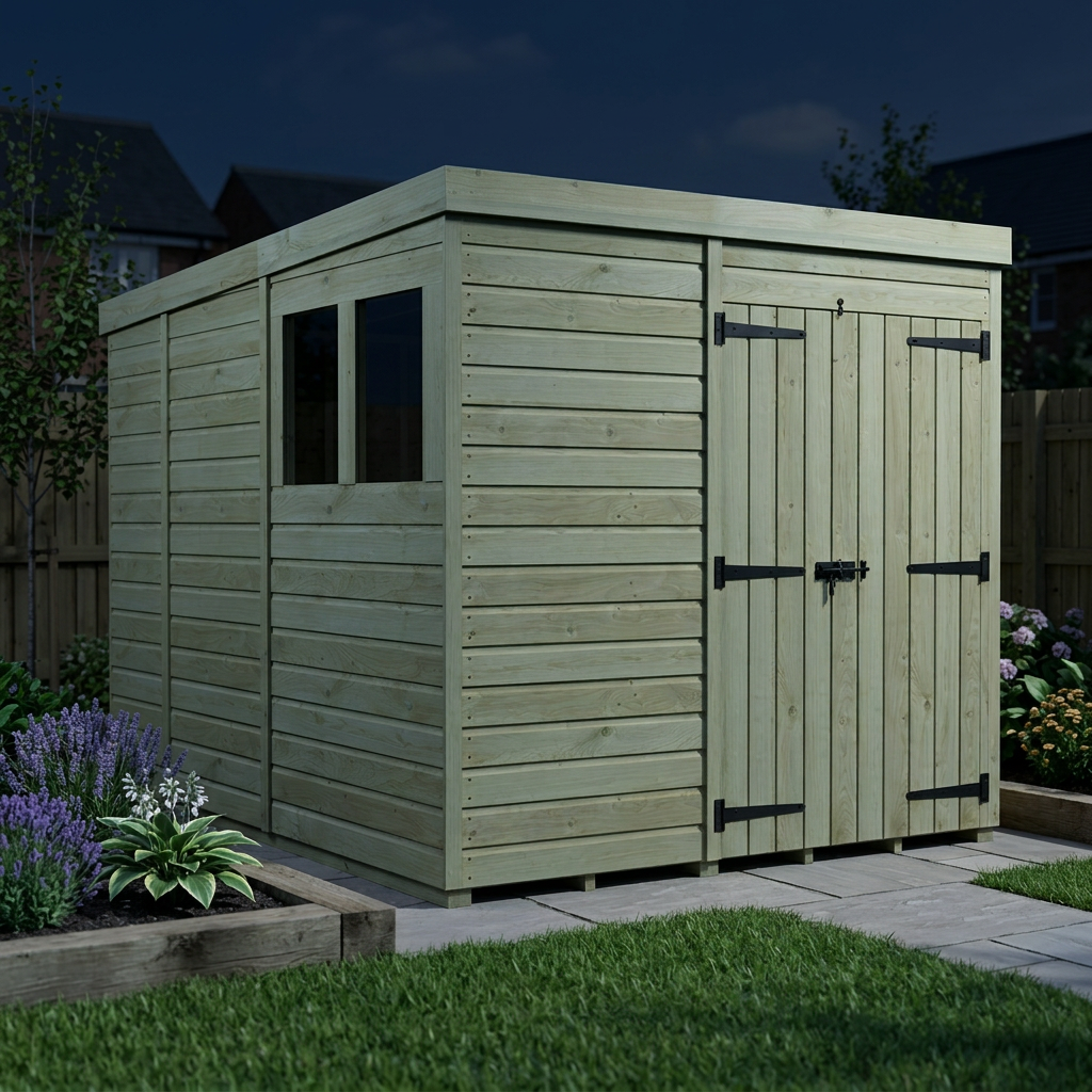 7 x 9 Pent Shed (Double Door, With Windows) - view 5
