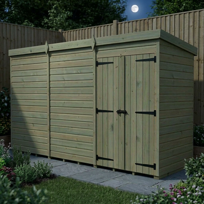 12 x 4 Pent Shed (Double Door, No Windows) - view 5