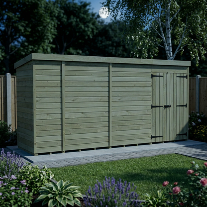 15 x 4 Pent Shed (Double Door, No Windows) - view 6