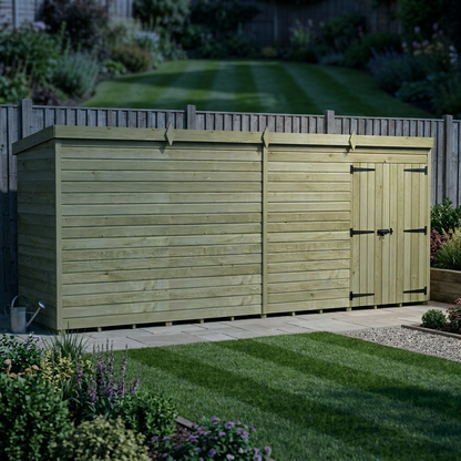 16 x 4 Pent Shed (Double Door, No Windows) - view 6