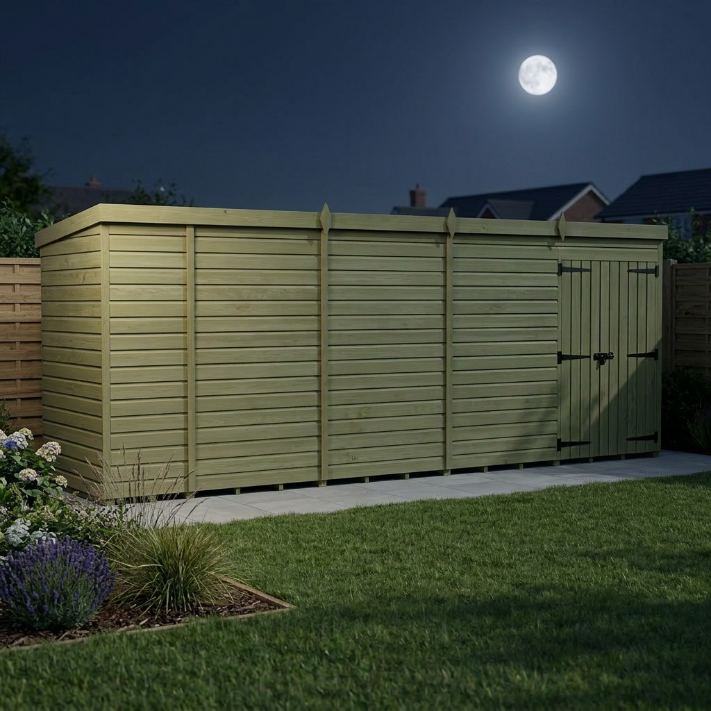 17 x 4 Pent Shed (Double Door, No Windows) - view 3