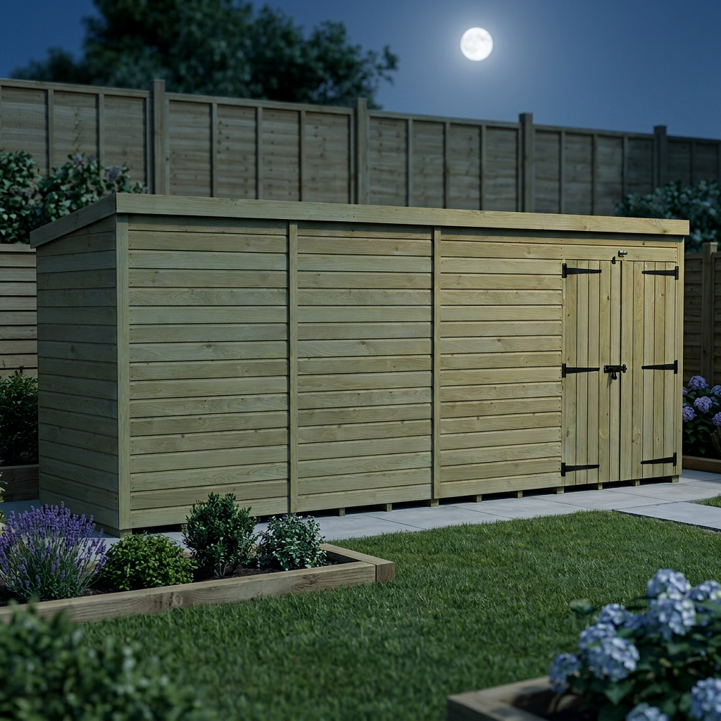18 x 4 Pent Shed (Double Door, No Windows) - view 4