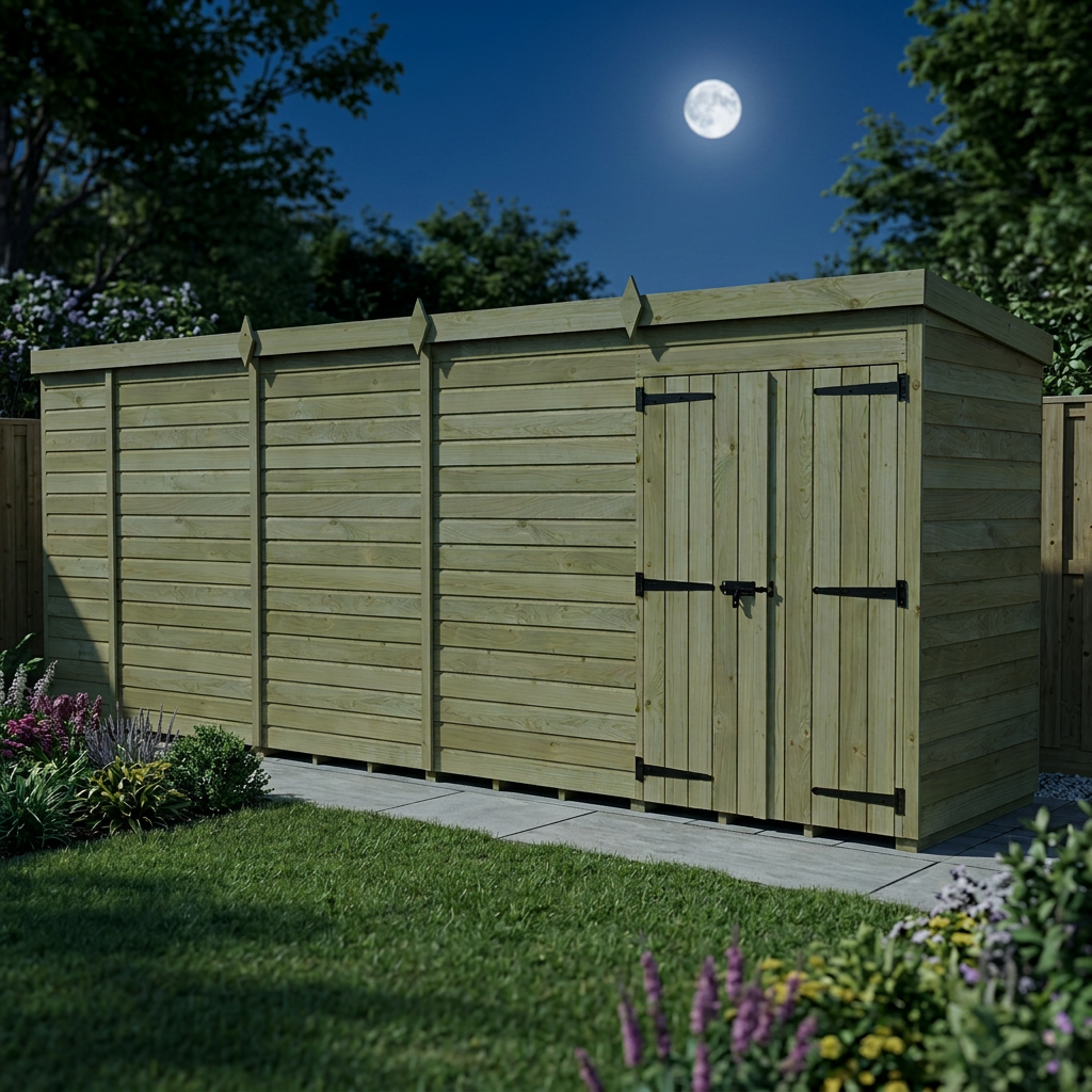 19 x 4 Pent Shed (Double Door, No Windows) - view 3