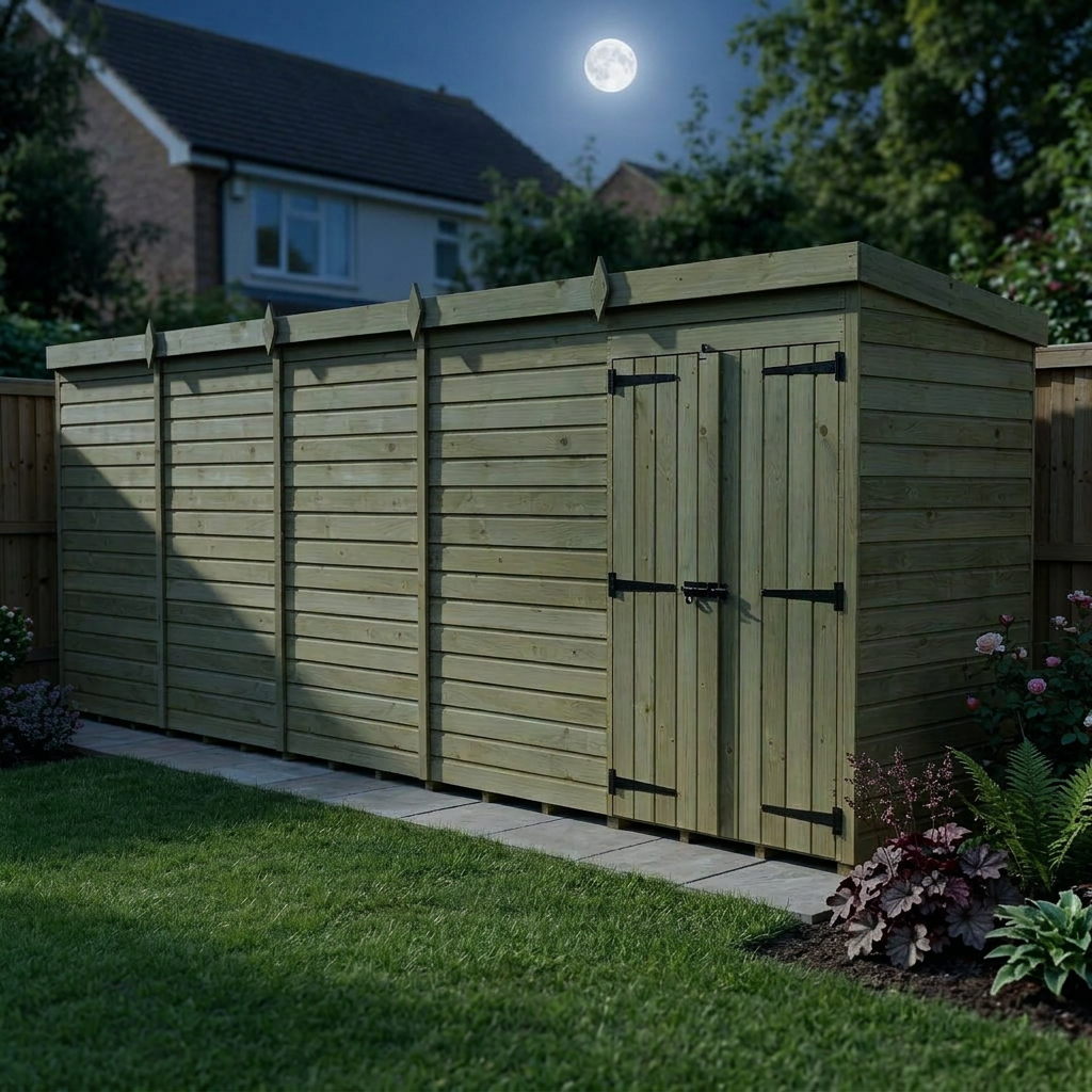 20 x 4 Pent Shed (Double Door, No Windows) - view 5
