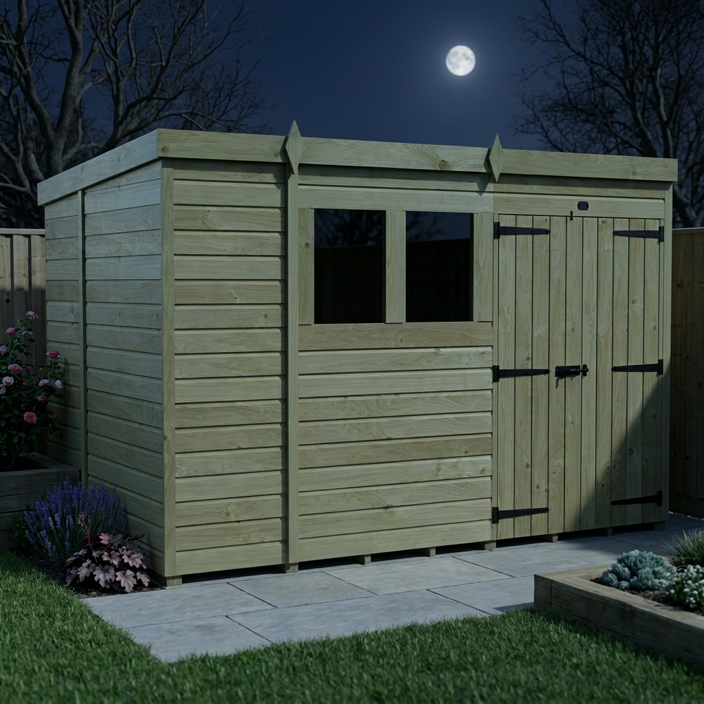 10 x 6 Pent Shed (Double Door, With Windows) - view 6