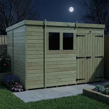 10 x 6 Pent Shed (Double Door, With Windows) - view 6