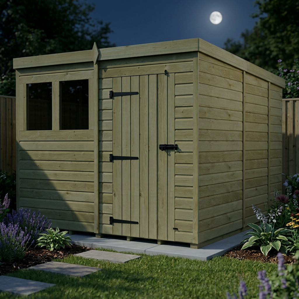 8 x 9 Pent Shed (Single Door, With Windows) - view 3
