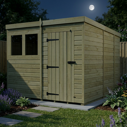 8 x 9 Pent Shed (Single Door, With Windows) - view 3
