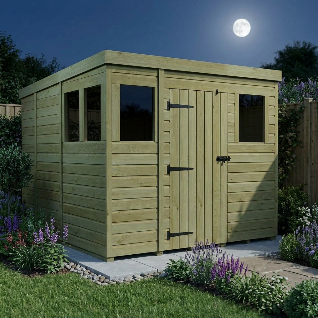 9 x 9 Pent Shed (Single Door, With Windows) - view 5