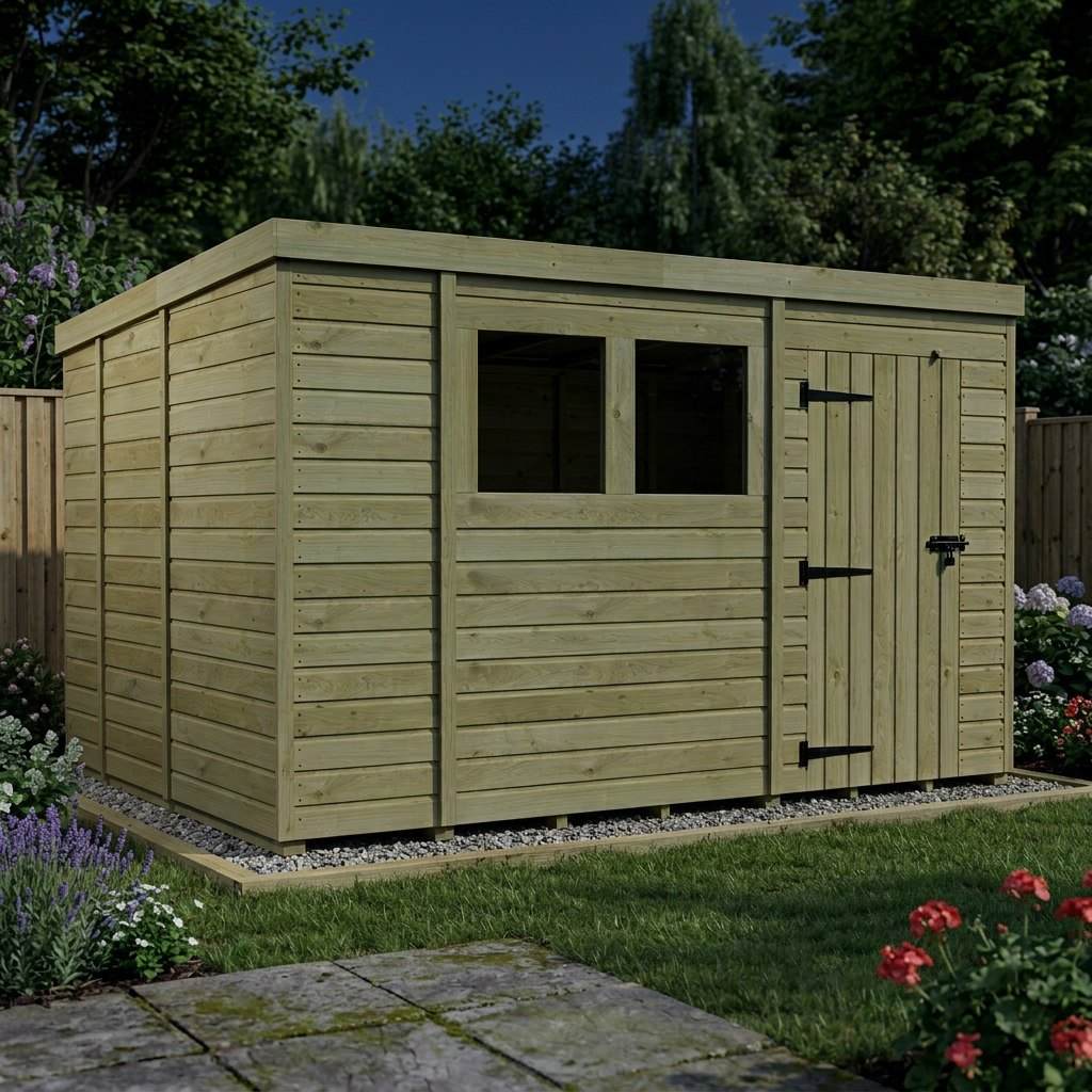 13 x 9 Pent Shed (Single Door, With Windows) - view 5