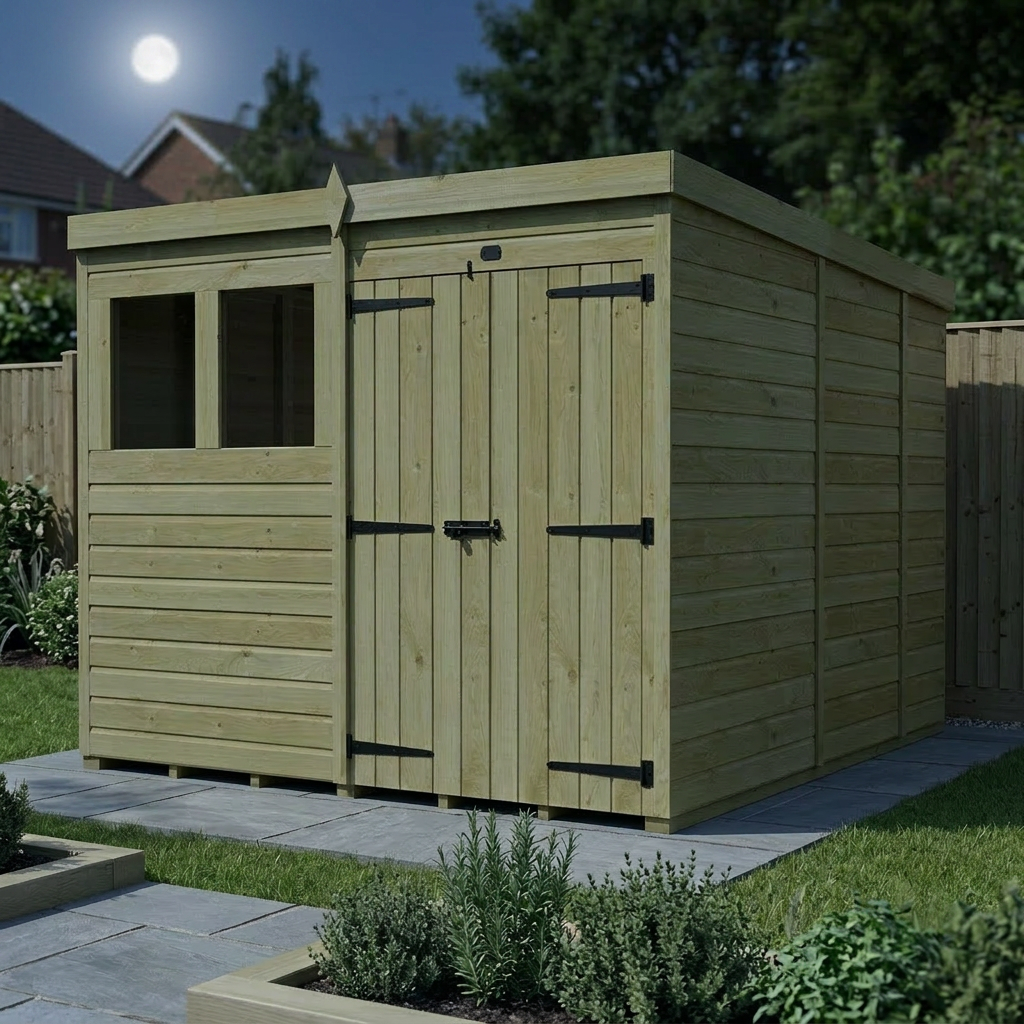 8 x 9 Pent Shed (Double Door, With Windows) - view 4