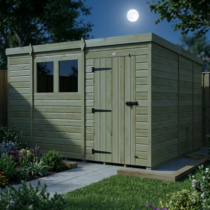 10 x 9 Pent Shed (Single Door, With Windows) - view 6