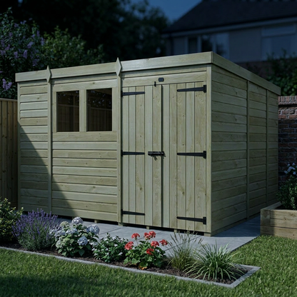 10 x 9 Pent Shed (Double Door, With Windows) - view 4