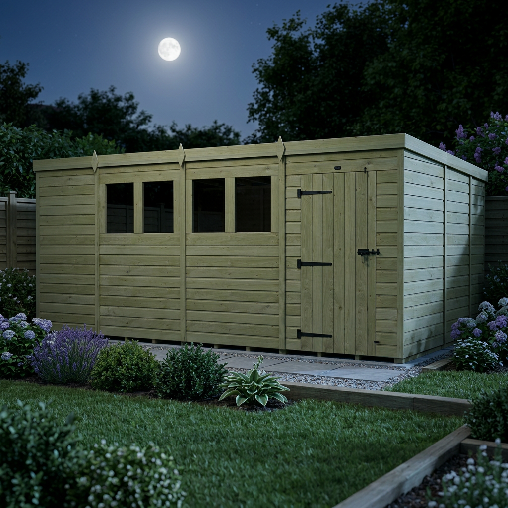15 x 9 Pent Shed (Single Door, With Windows) - view 4
