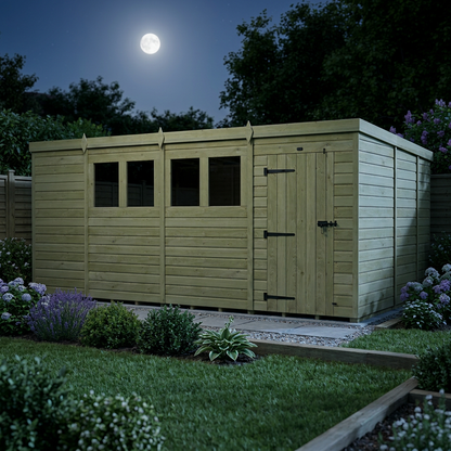 15 x 9 Pent Shed (Single Door, With Windows) - view 4