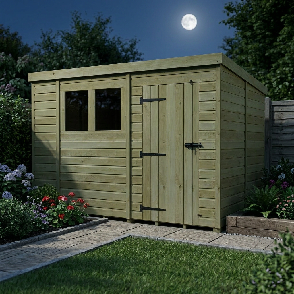 11 x 9 Pent Shed (Single Door, With Windows) - view 3