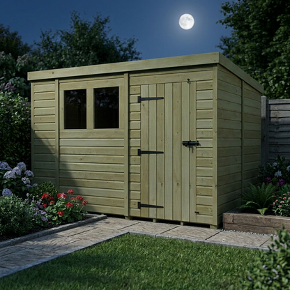 11 x 9 Pent Shed (Single Door, With Windows) - view 3