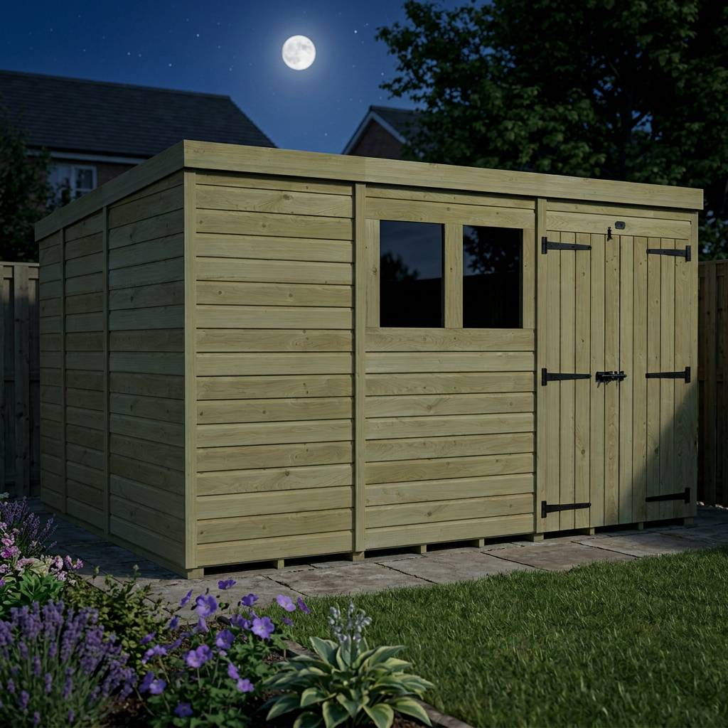 11 x 9 Pent Shed (Double Door, With Windows) - view 6