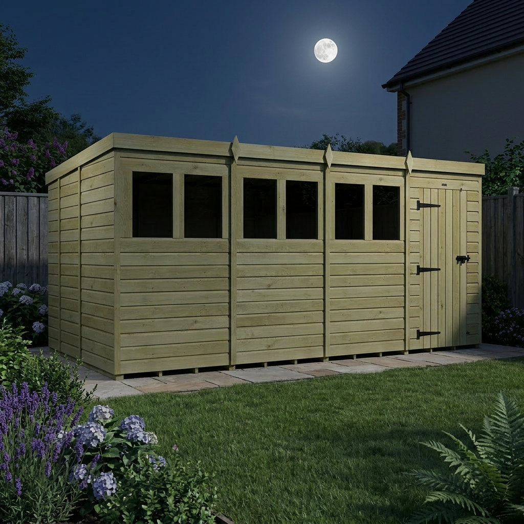 16 x 9 Pent Shed (Single Door, With Windows) - view 5