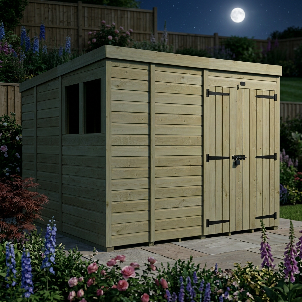 9 x 9 Pent Shed (Double Door, With Windows) - view 5