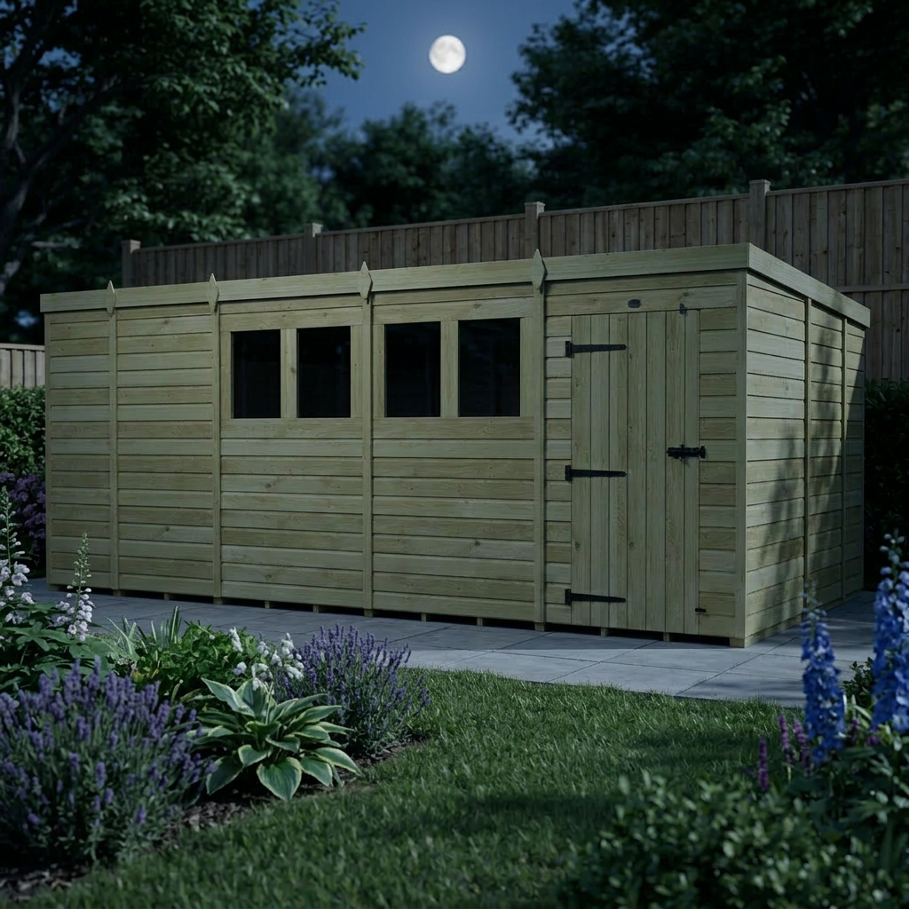 17 x 9 Pent Shed (Single Door, With Windows) - view 4