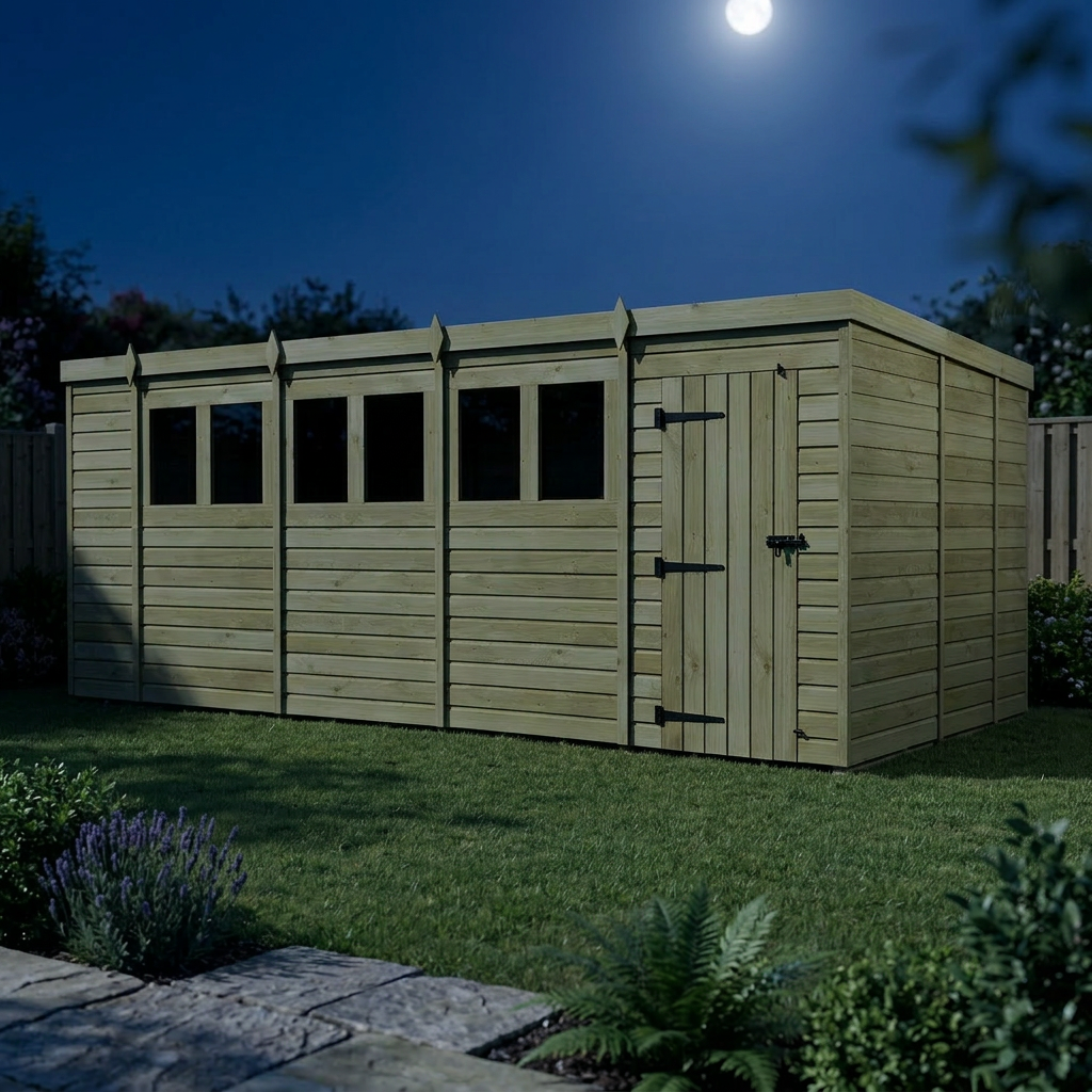 18 x 9 Pent Shed (Single Door, With Windows) - view 6
