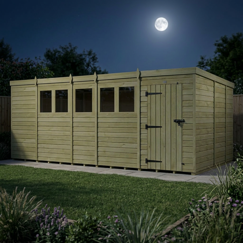 19 x 9 Pent Shed (Single Door, With Windows) - view 5
