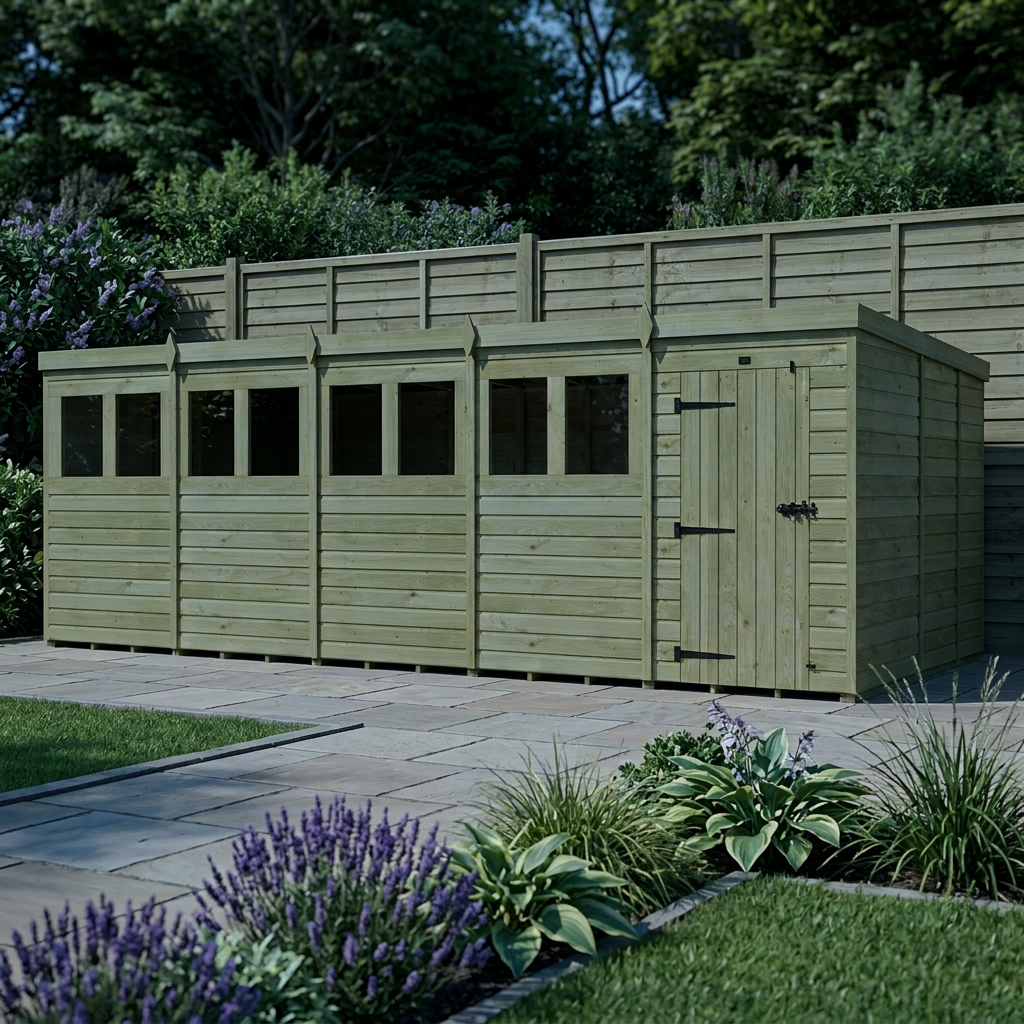 20 x 9 Pent Shed (Single Door, With Windows) - view 5