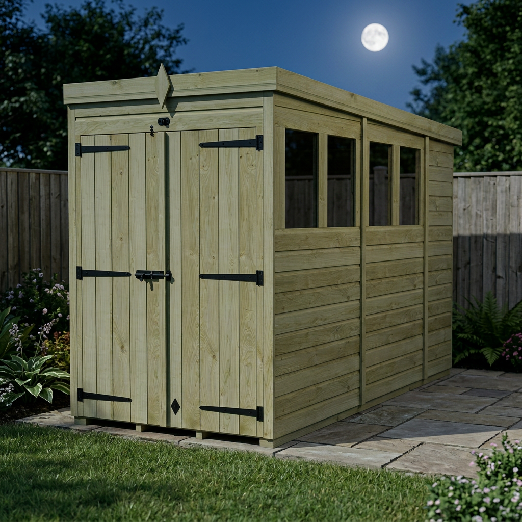 4 x 10 Pent Shed (Double Door, With Windows) - view 3