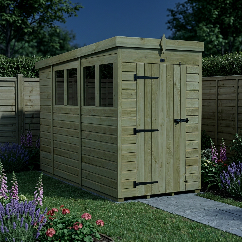 4 x 10 Pent Shed (Single Door, With Windows) - view 4