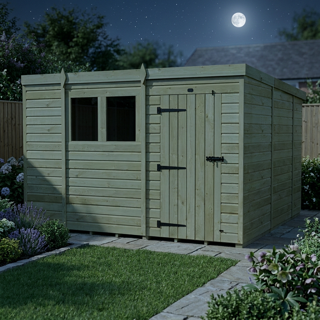 10 x 10 Pent Shed (Single Door, With Windows) - view 4