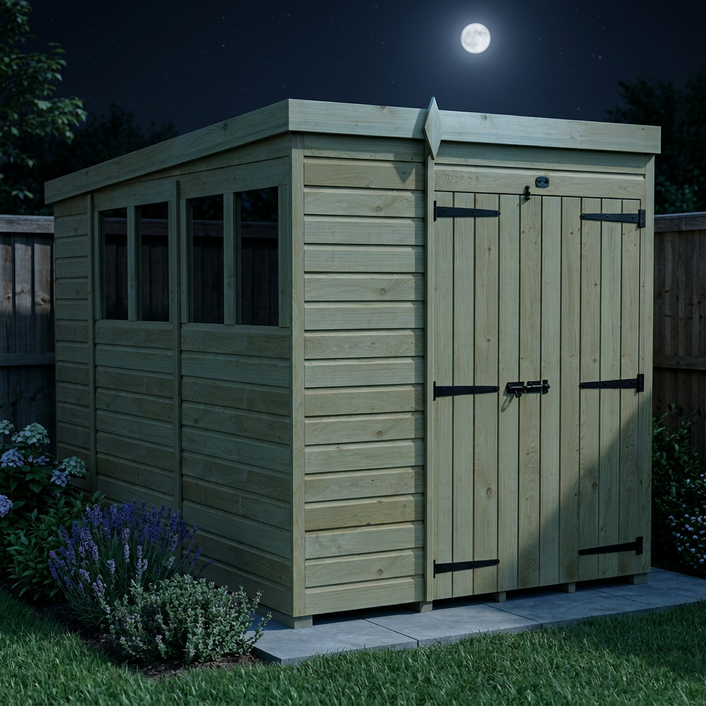 6 x 10 Pent Shed (Double Door, With Windows) - view 4