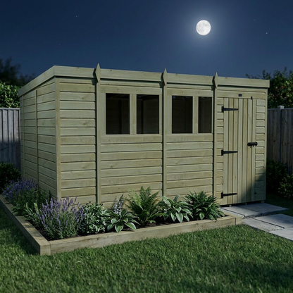14 x 10 Pent Shed (Single Door, With Windows) - view 4