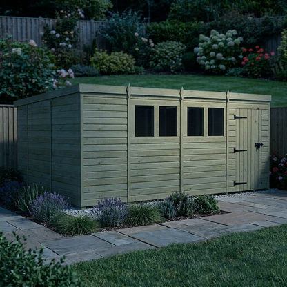 15 x 10 Pent Shed (Single Door, With Windows) - view 6