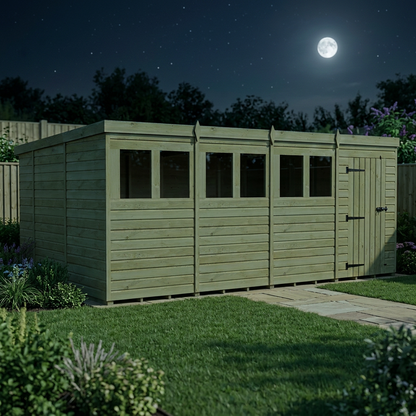 16 x 10 Pent Shed (Single Door, With Windows) - view 5