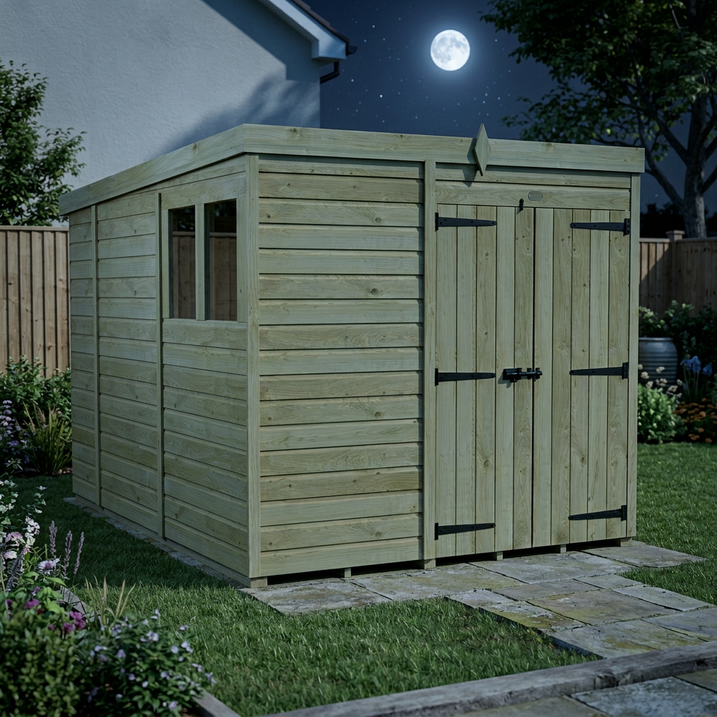 7 x 10 Pent Shed (Double Door, With Windows) - Pent Shed