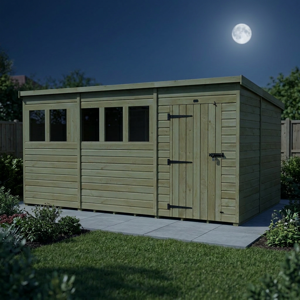 17 x 10 Pent Shed (Single Door, With Windows) - view 4
