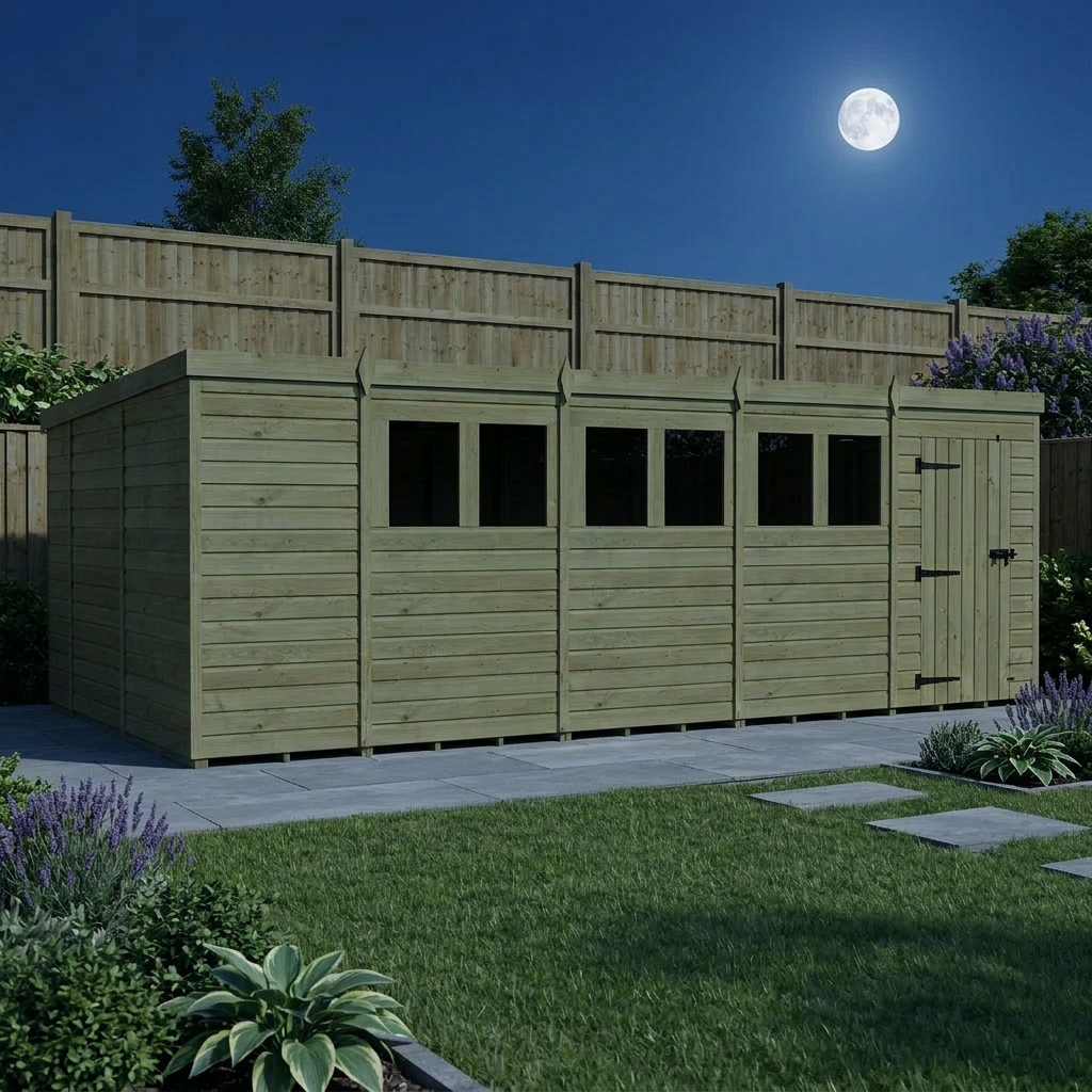 19 x 10 Pent Shed (Single Door, With Windows) - Pent Shed