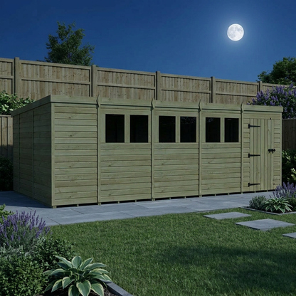 19 x 10 Pent Shed (Single Door, With Windows) - Pent Shed