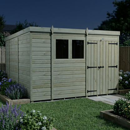 10 x 10 Pent Shed (Double Door, With Windows) - view 5