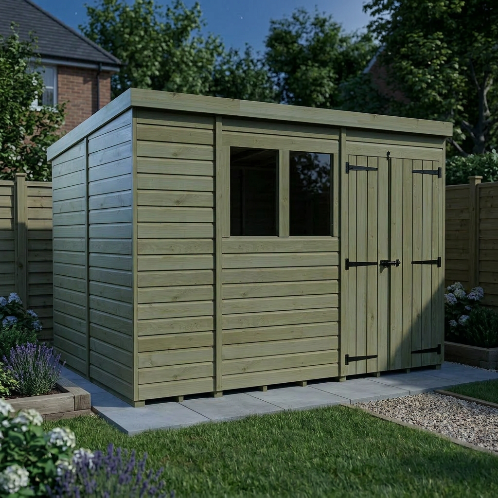 11 x 10 Pent Shed (Double Door, With Windows) - view 4