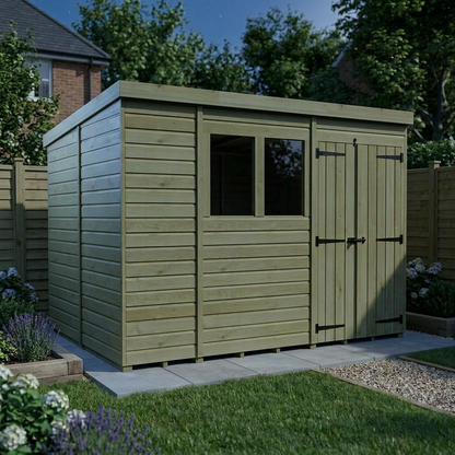 11 x 10 Pent Shed (Double Door, With Windows) - view 4