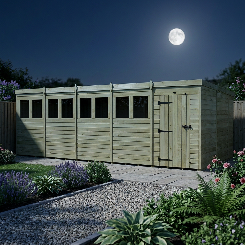 20 x 10 Pent Shed (Single Door, With Windows) - view 6